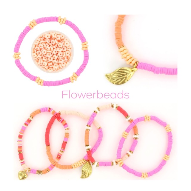 Extra foto's flower beads 5 mm - powdery chartreuse